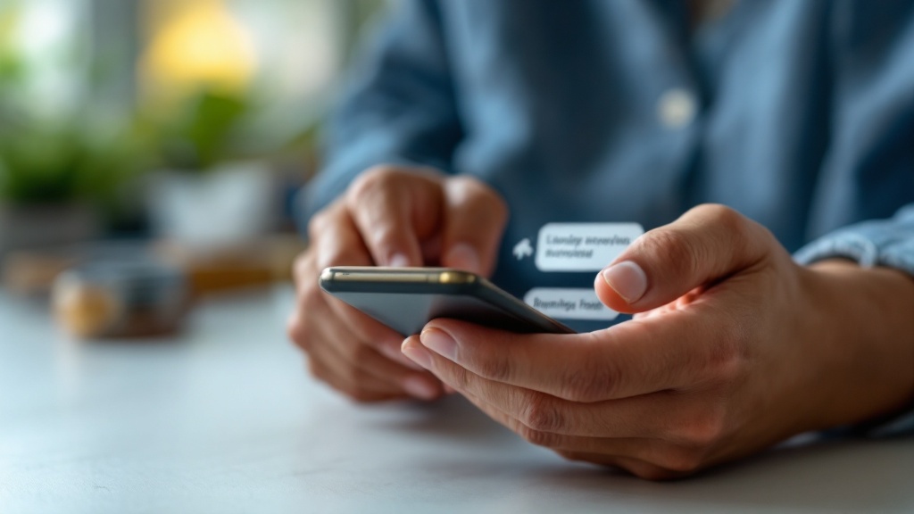 an immigrant family or low-income individual using a friendly ai legal chatbot on a smartphone