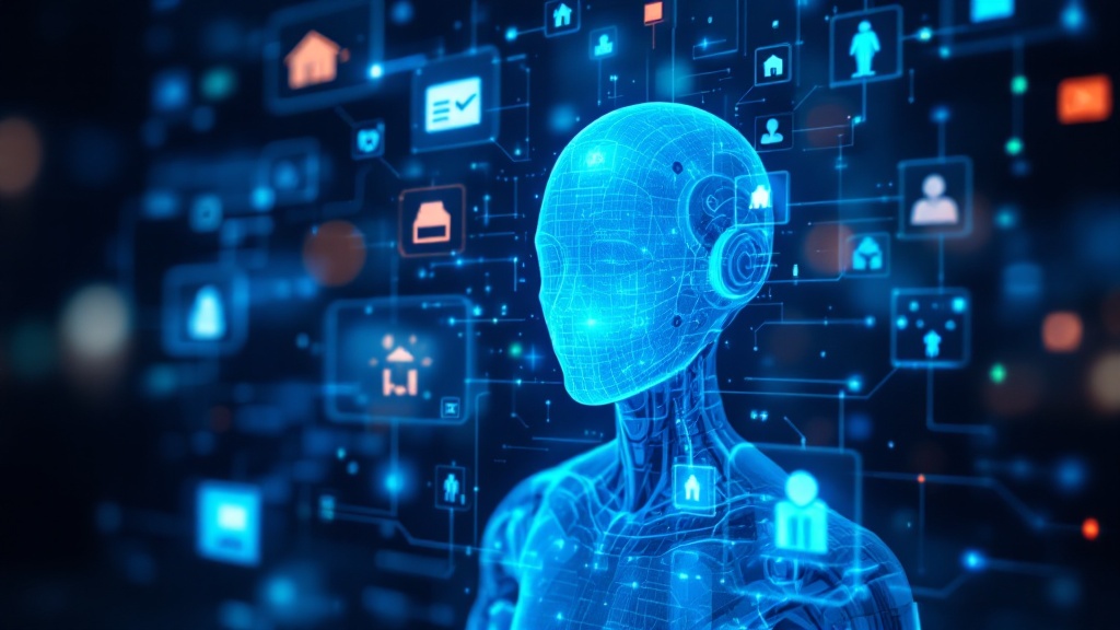 ai scanning a digital profile with alternative data icons like utility bills