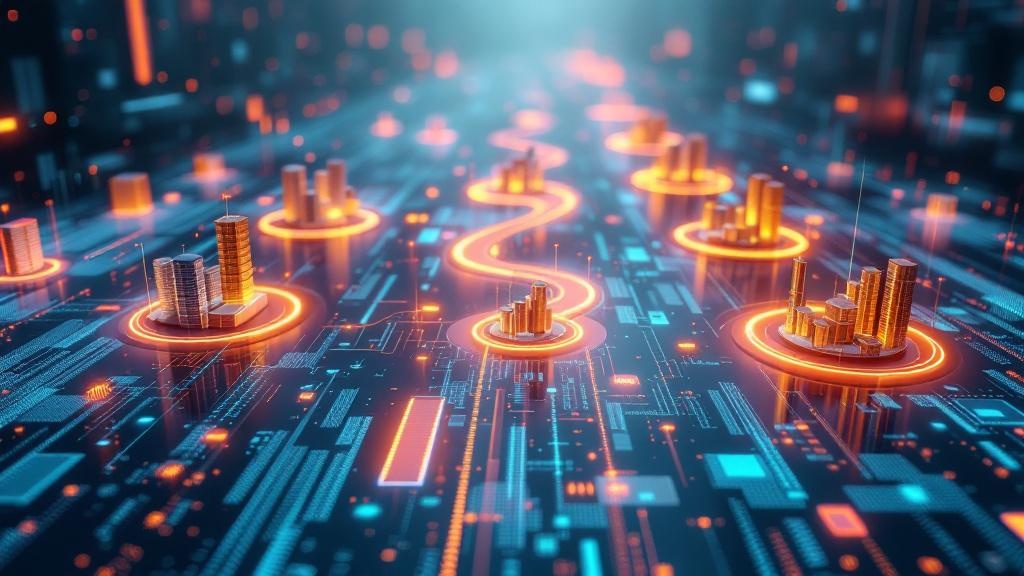 ai simulating multiple financial scenarios in a digital 3d environment