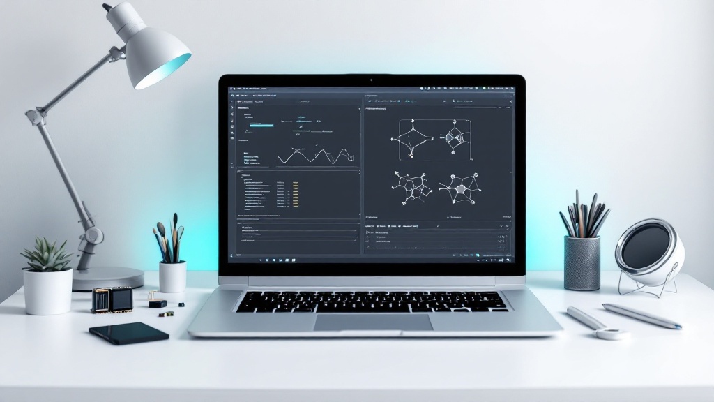 a sleek laptop screen displaying lightweight ml model diagrams a sleek laptop screen displaying lightweight ml model diagrams