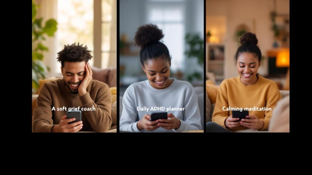 a diverse group of individuals in split panels, each using a personalized gpt