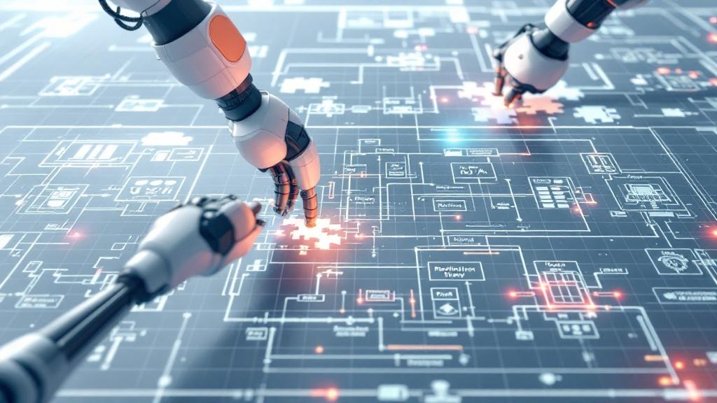 a detailed digital blueprint showing ai model lifecycle stages