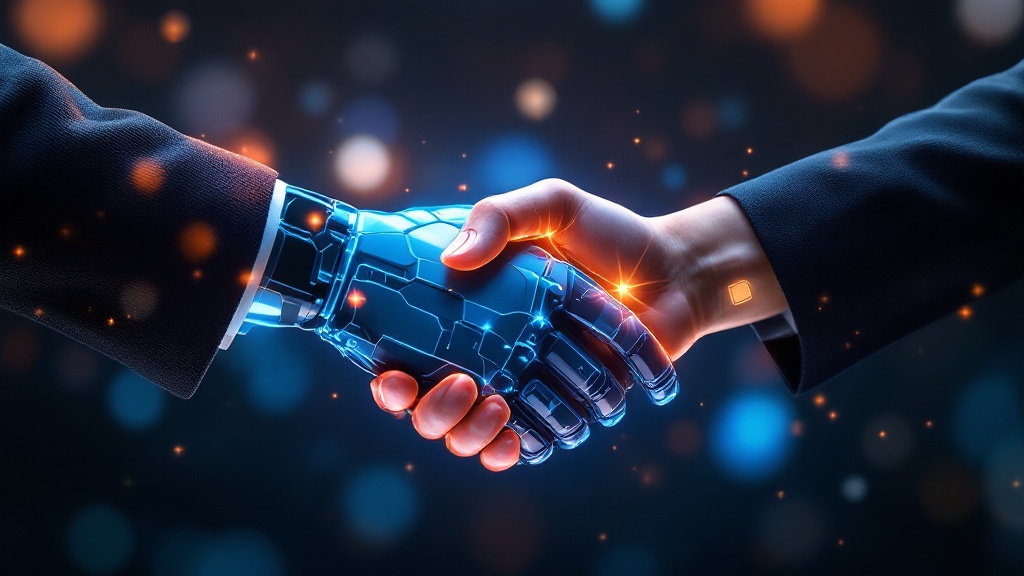 human and AI shaking hands