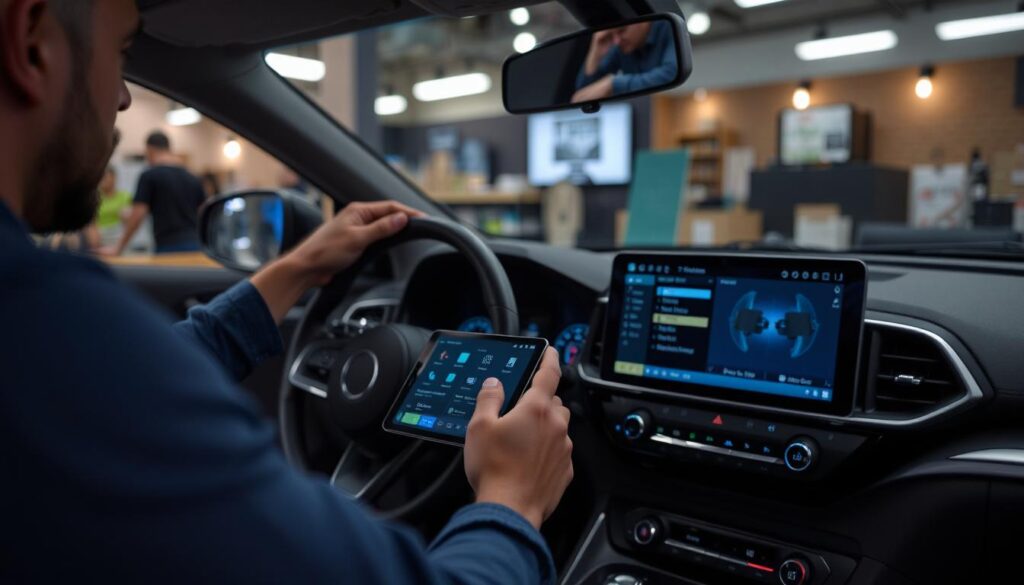 a guy driving a car